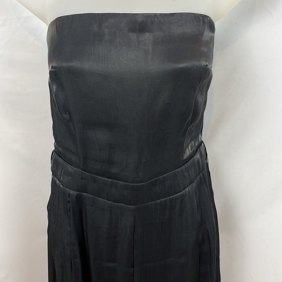 Nasty‎ Gal Black Satin Belted Strapless Jumper Jumpsuit with Ties Size 4 - Picture 7 of 16